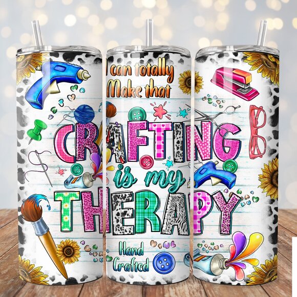 Crafting Is My Therapy Tumbler, Arts And Crafts Tumbler, Craft Lover Gift Idea - Picture 1 of 7